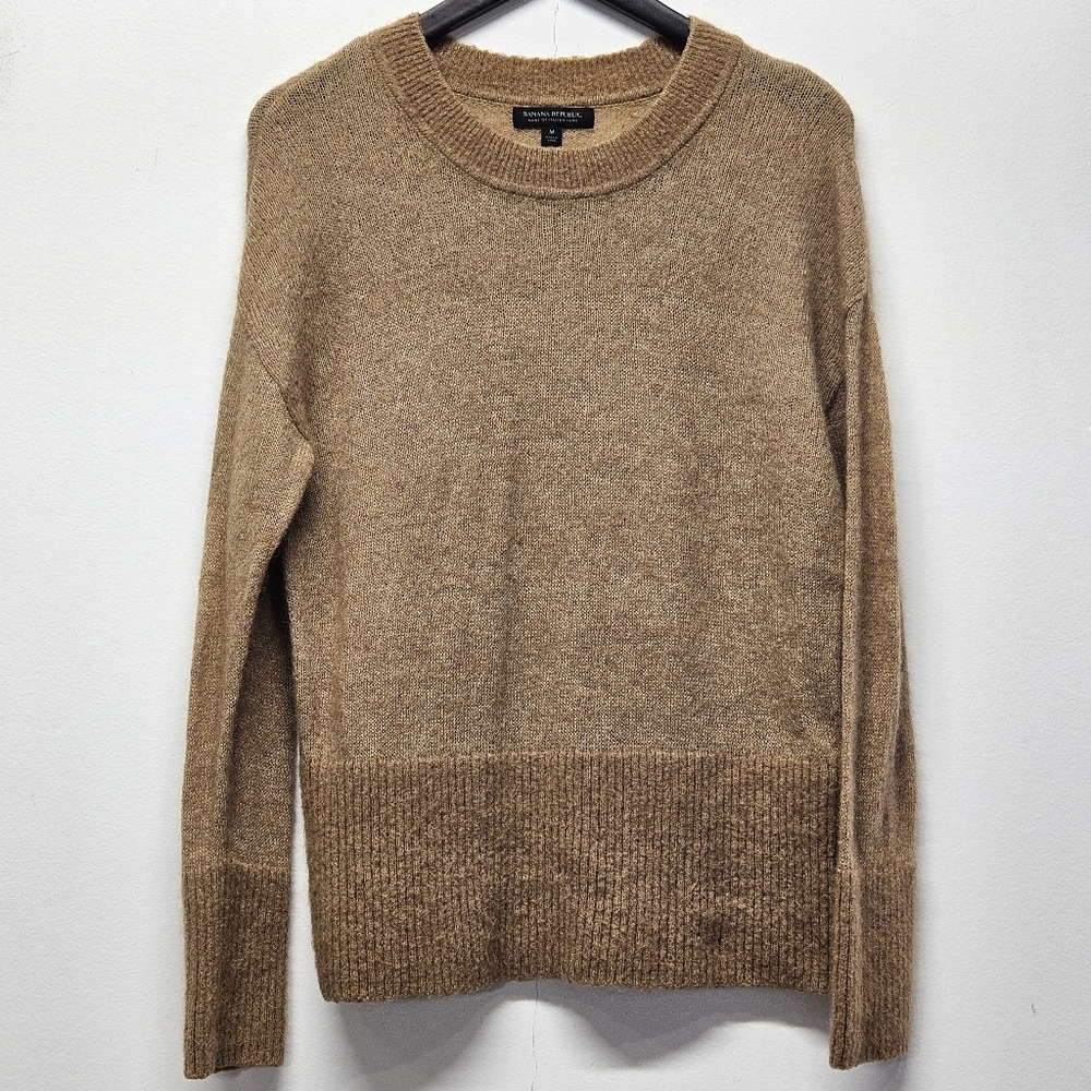 Banana Republic Pullover Italian Yarn Wool Blend Sweater Medium Brown Old Money